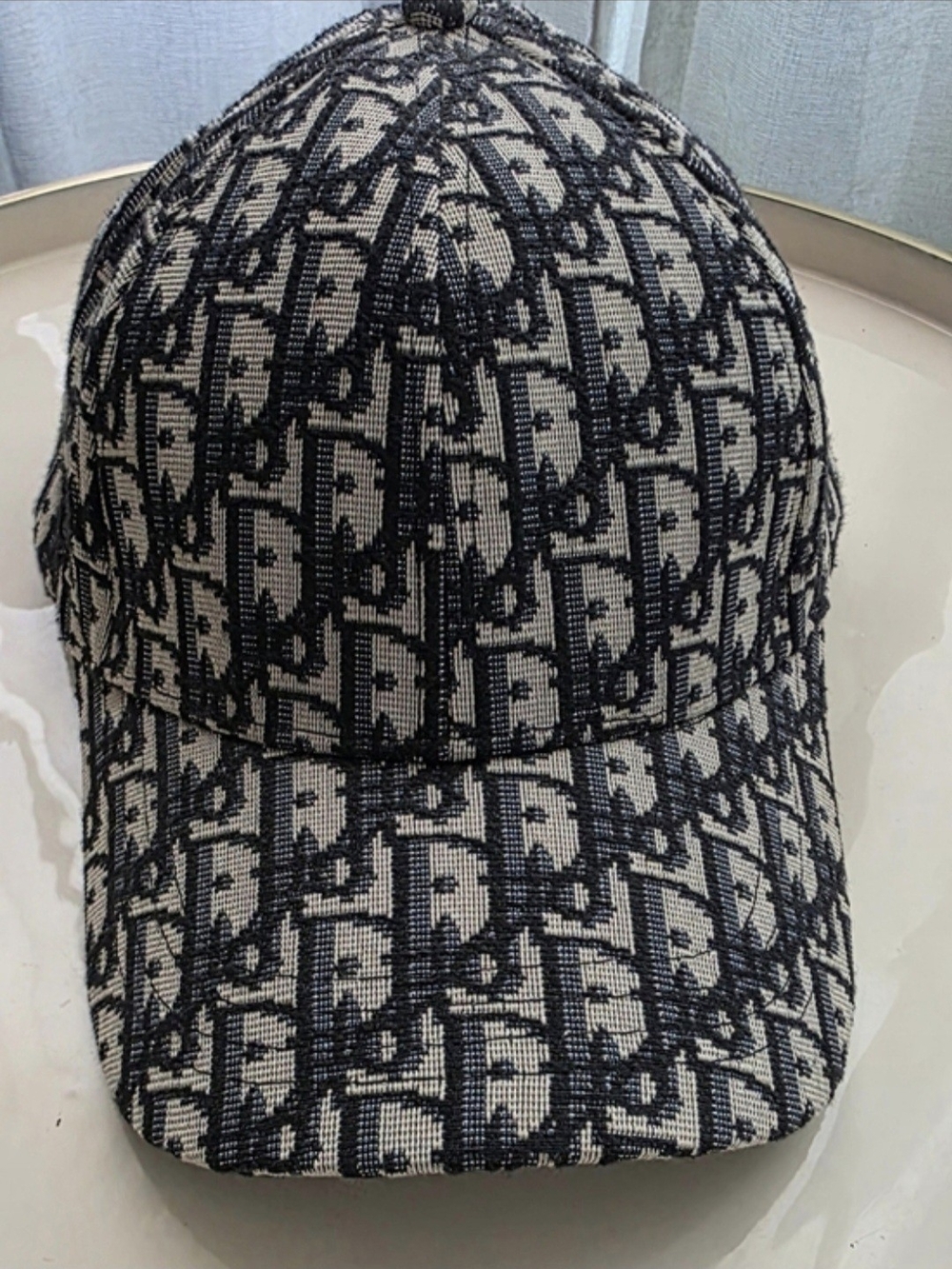 Dior Navy and Cream Monogram Baseball Cap